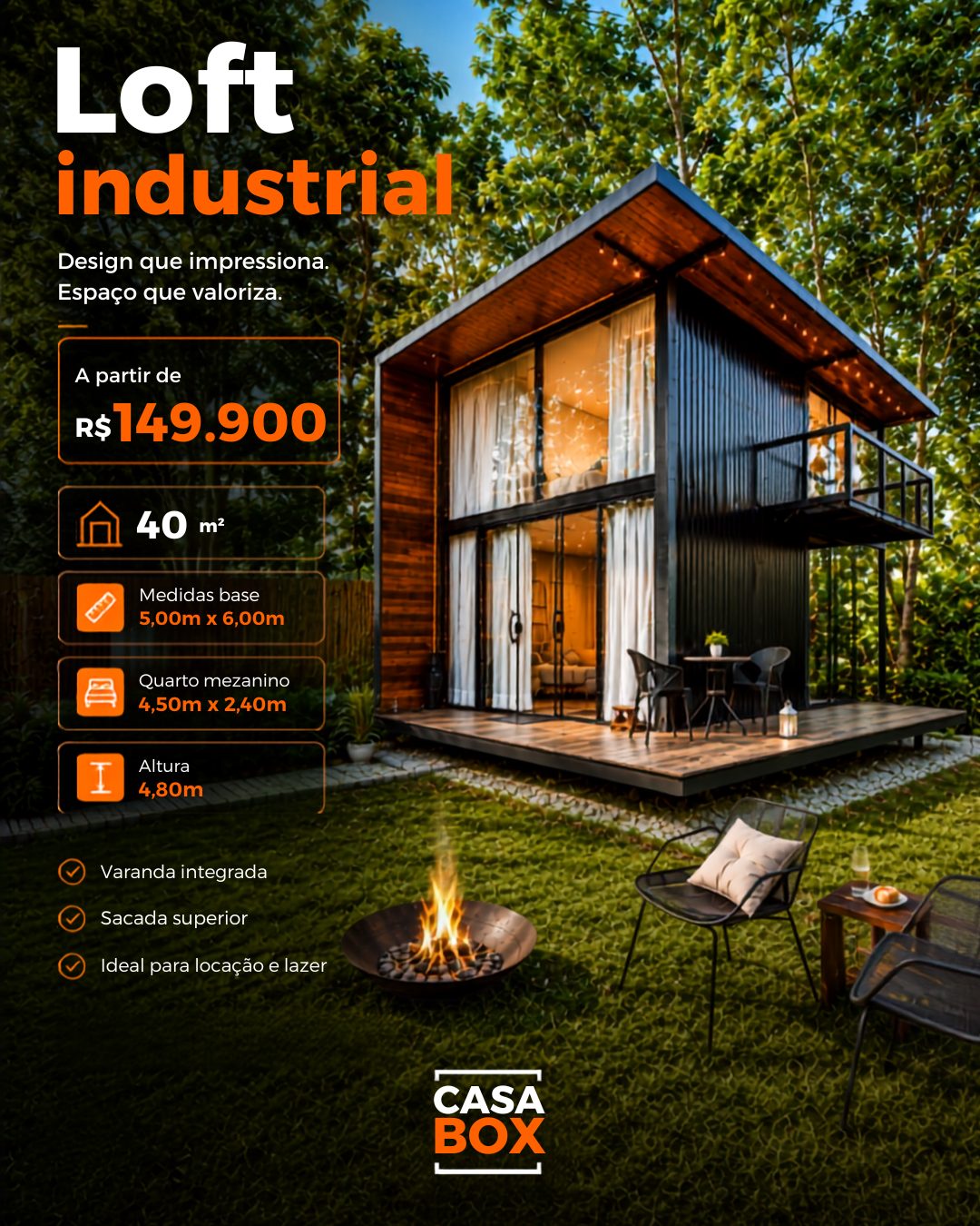 Loft Industrial 40 m² Casa Box