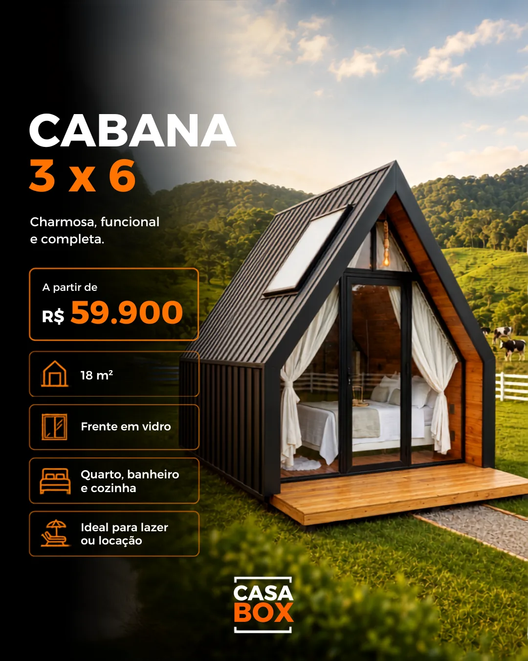 Chalé 3 × 6 Casa Box