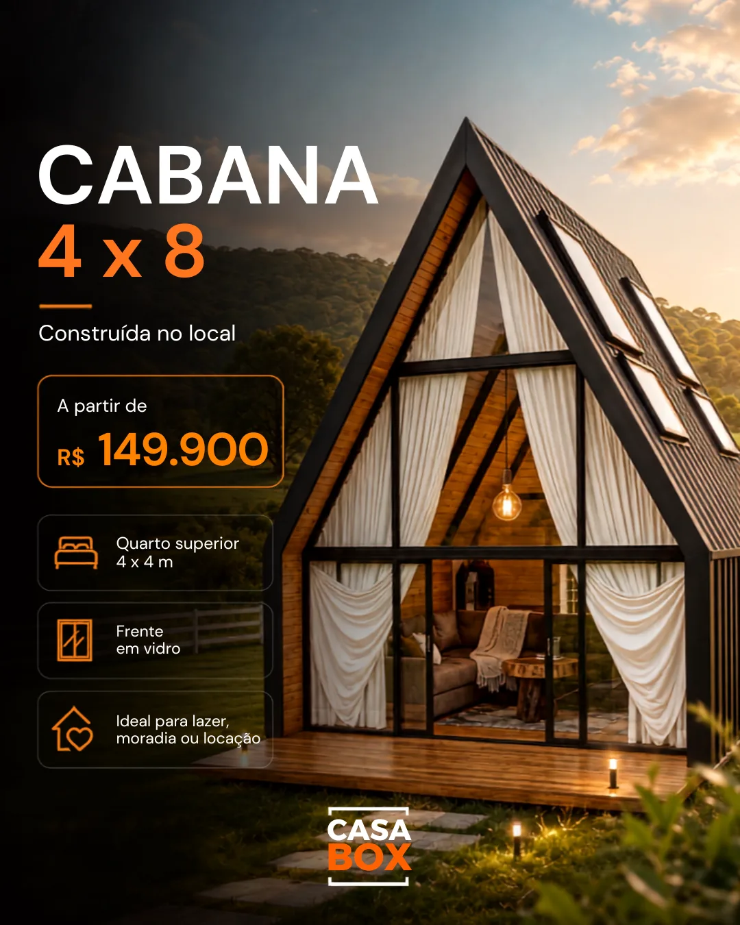 Chalé 4 × 8 Casa Box